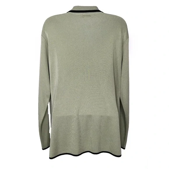 Exclusively Misook Long Sleeve Open Cardigan Womens S Small Green Black - Picture 3 of 4